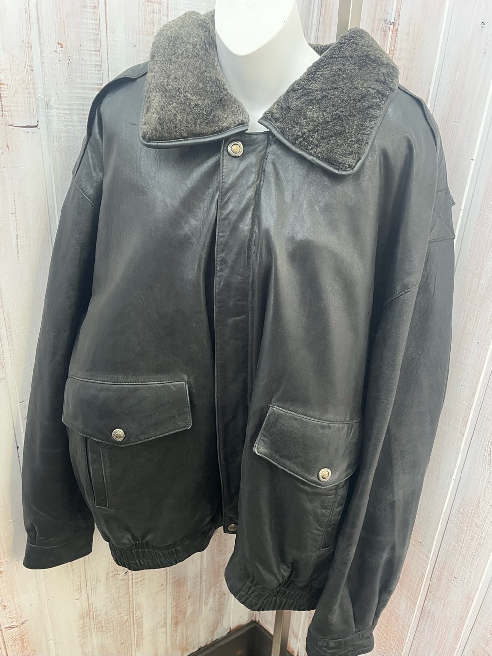 Coppola Classics Black Leather Bomber Jacket Thinsulate 4XL